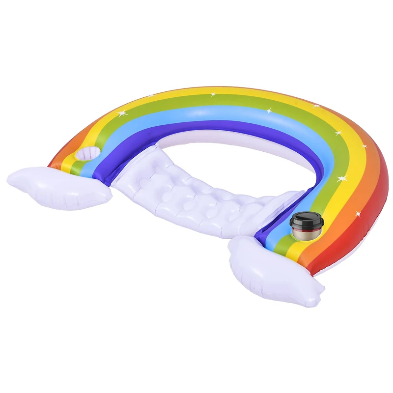 Pool Central® 4.75ft. Inflatable Rainbow Swimming Pool Lounge Chair