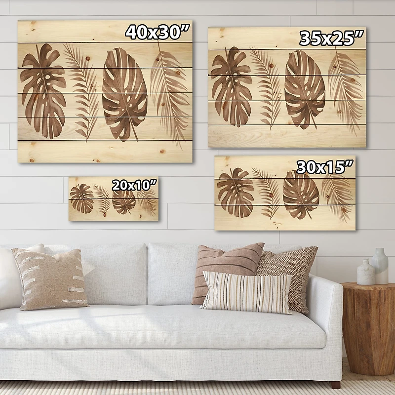Designart - Tropical Monstera and Palm Leaf In Terracotta