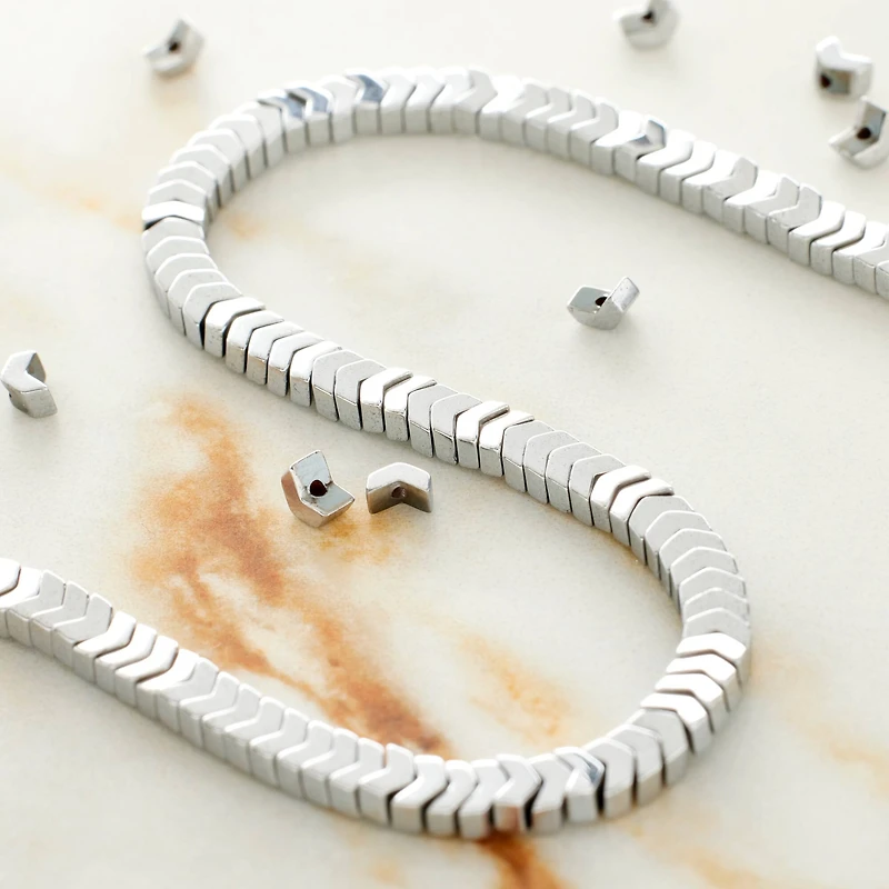 Hematite V-Shaped Semi-Precious Beads by Bead Landing