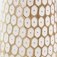 13" Gold & White Geometric Dot Metal Vase