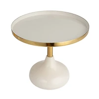 Hello Honey® 9.25" Cream Round Enameled Metal Pedestal