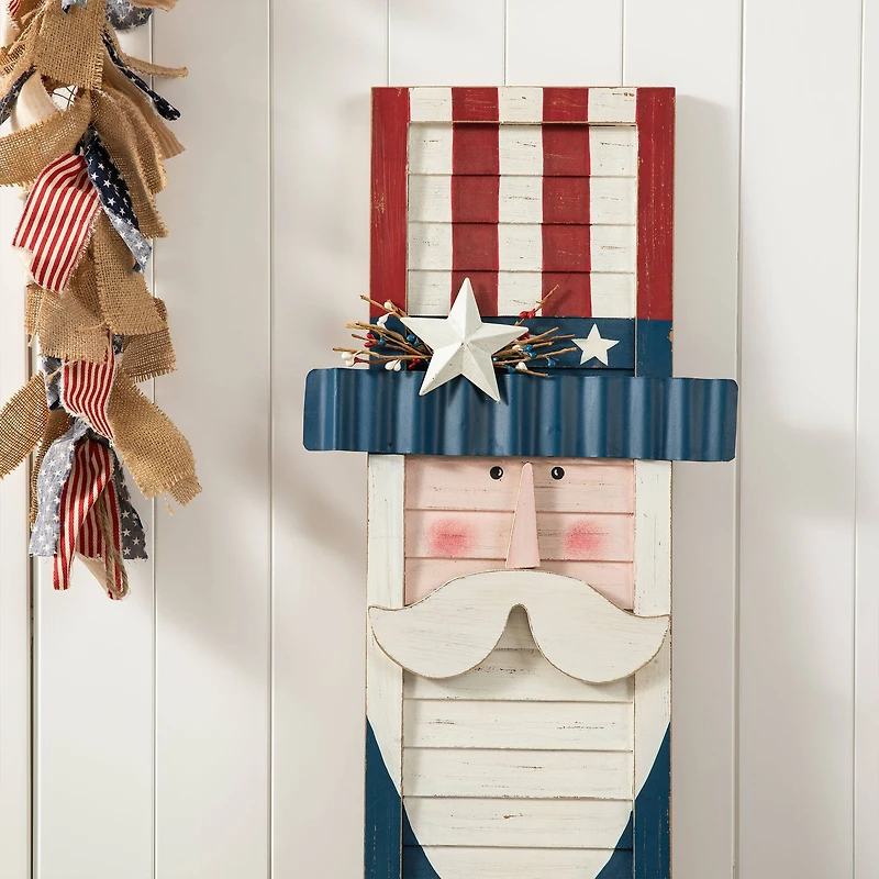 Glitzhome® 36" Patriotic Uncle Sam Porch Sign