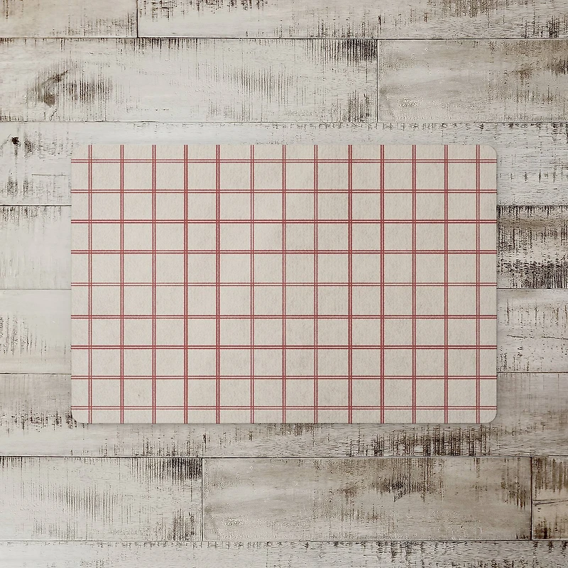 Red & Cream Check Floor Mat
