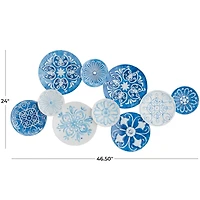 The Novogratz Blue Metal Plate Wall Decor with Embossed Details 47" x 2" x 24"