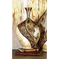 Brown Ceramic Traditional Vase, 18" x 11" x 3"