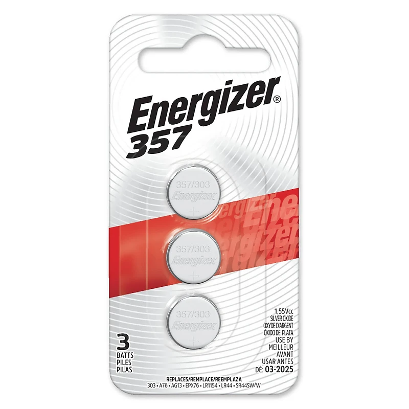 Energizer® 357 1.55V Silver Oxide Batteries, 3ct.