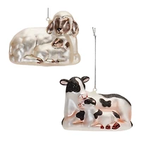 Farm Animals Frosted Glass Ornament Set