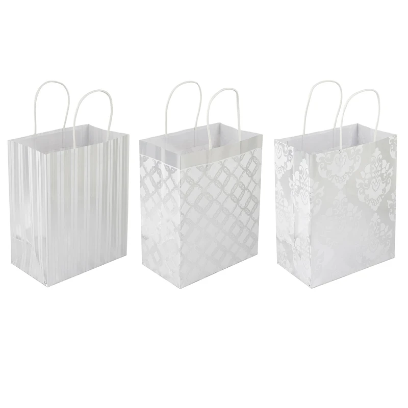 Silver Mixed Print Gift Bag Value Pack by Celebrate It™