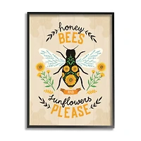 Stupell Industries Honey Bees Sunflowers Please Spring Garden Floral Phrase in Frame Wall Art