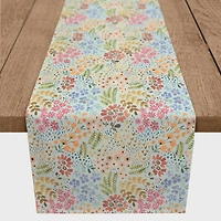 72" Wild Flower Floral Cotton Twill Table Runner