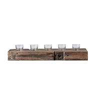 Hello Honey® 23'' Reclaimed Wood Holder with 5 Clear Glass Votives