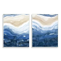 Stupell Industries Abstract Ocean Geode Landscape Busy Blue Beige Lines Wall Plaque