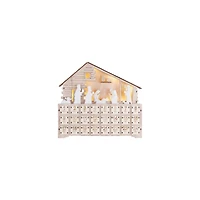 Hello Honey® 13.5" Wood Laser-Cut Nativity Advent Calendar with LED Light & Drawers