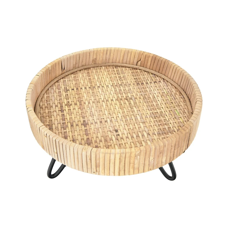 Hello Honey® 9.5" Decorative Woven Rattan Pedestal with Metal Feet