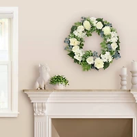 26" Artificial Peony, Hydrangea & Rose Floral Spring Wreath