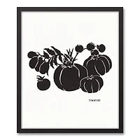 Block Print Tomatoes 20" x 24" Black Framed Canvas