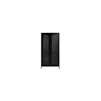 Hello Honey® Black Solstice Tall Metal Curio Storage Cabinet with Arched Glass Doors