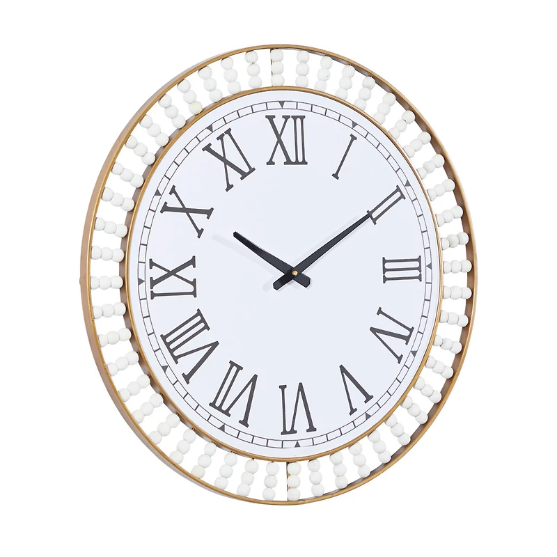 White Metal Contemporary Wall Clock, 24" x 24" x 2"