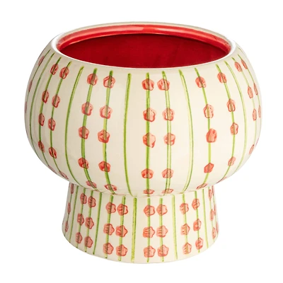 Hello Honey® 7" Modern Hand Painted Multicolor Stoneware Planter with Design