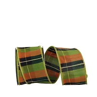 JAM Paper 2.5" x 10yd. Dupioni Wired Edge Grand Tonal Plaid Ribbon