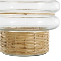 Clear Rattan Wrapped Glass Bubble Vase Set
