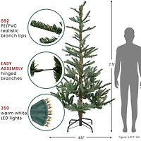 7.5ft. Pre-Lit Real Touch™️ Nordmann Fir Artificial Christmas Tree, Warm Clear LED Lights