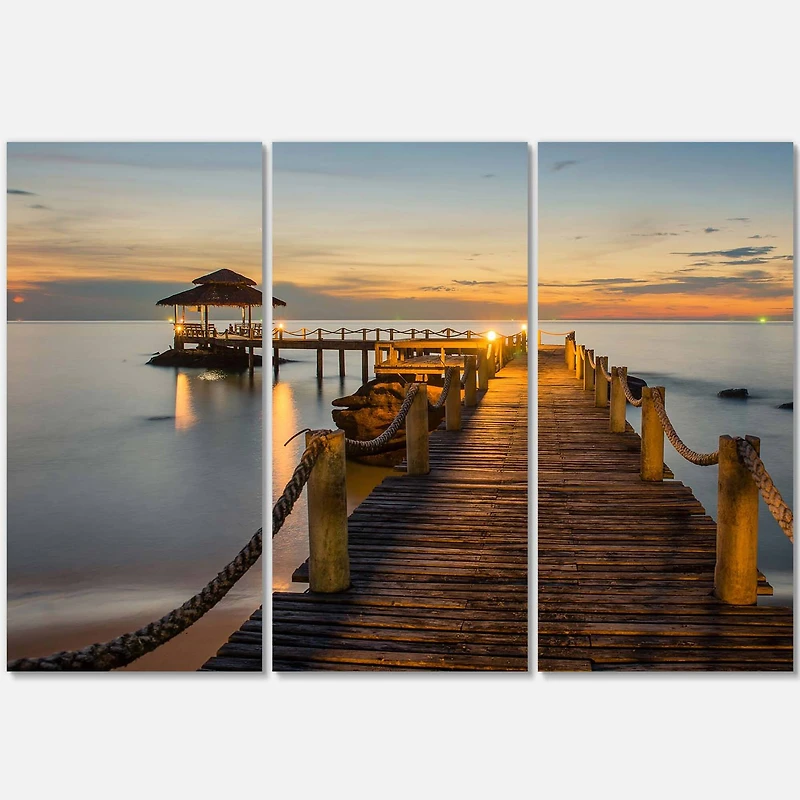 Designart - Brown Wooden Pier in Evening