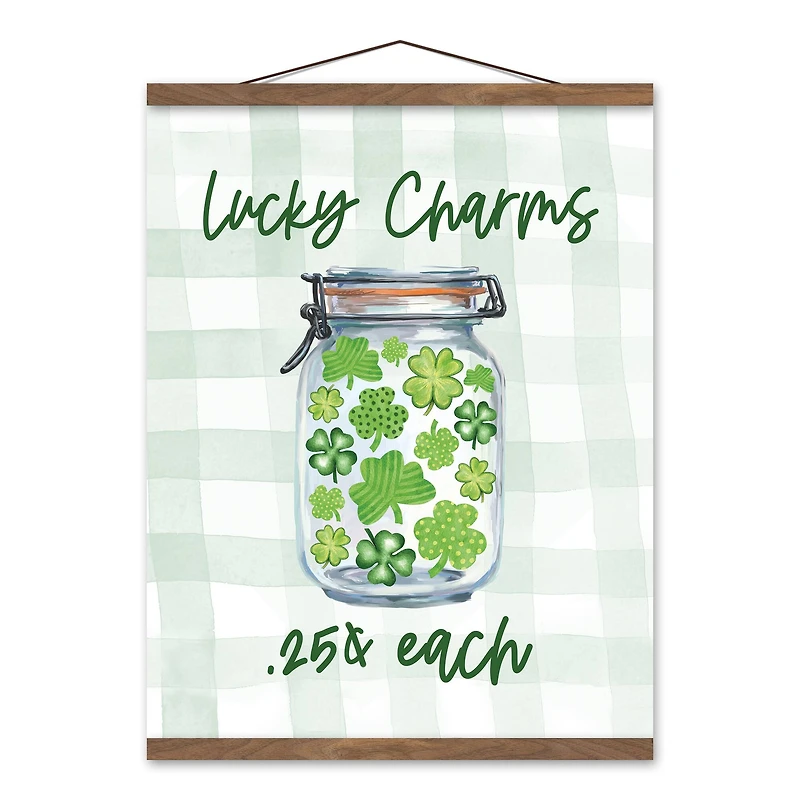 Lucky Charms Jar Teak Hanging Canvas
