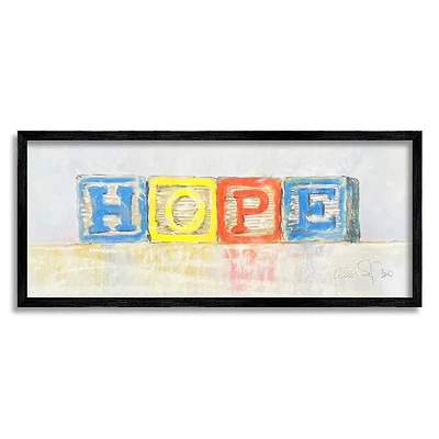 Stupell Industries Hope Typography Vintage Kids' Building Block Arrangement Framed Wall Art