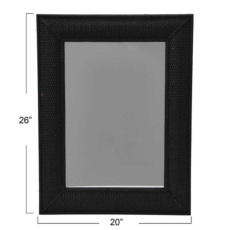 Hello Honey® Black Firwood & Rattan Wall Mirror