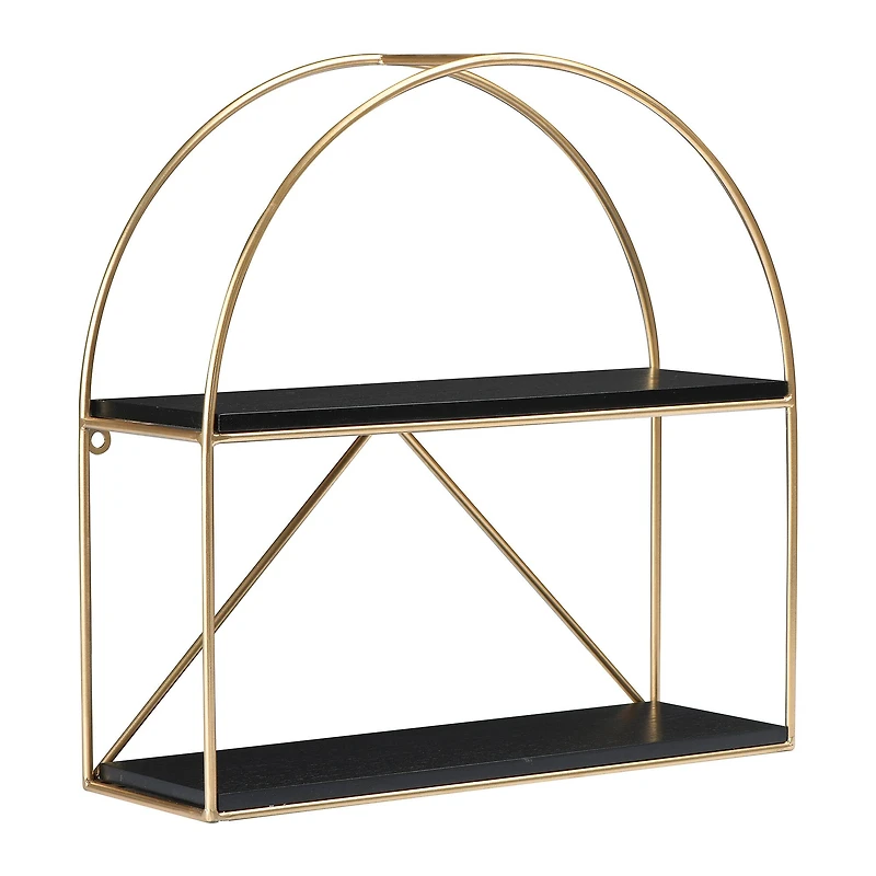 Hello Honey® Wood & Metal Gold Crescent Wall Shelf
