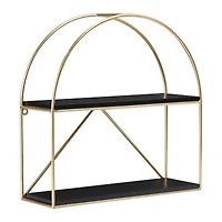 Hello Honey® Wood & Metal Gold Crescent Wall Shelf