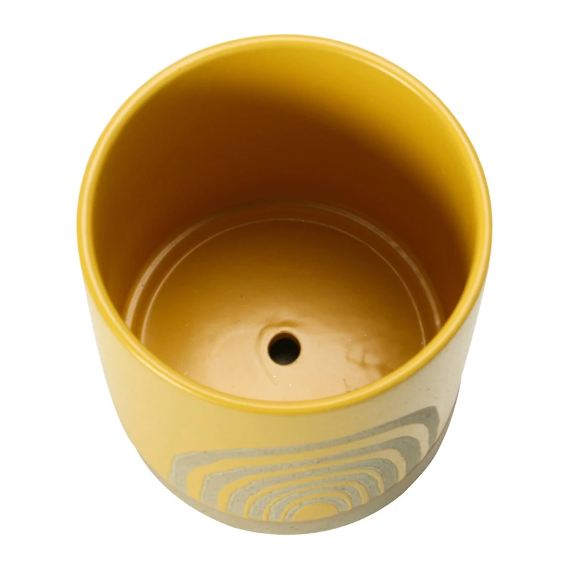 Hello Honey® 7.25" Yellow Stoneware Rainbow Planter & Saucer Set