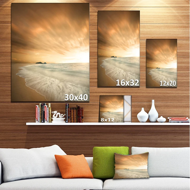 Designart - Beautiful Brown Beach at Sunset