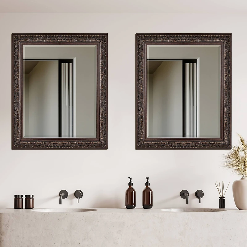 Head West® 34.5" Ornate Bronze Rectangular Framed Beveled Wall Mirror
