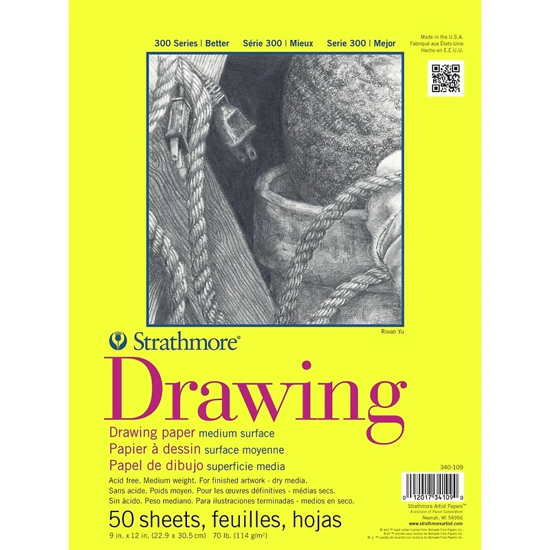 Strathmore® 300 Series Drawing Paper Pad, 9" x 12"
