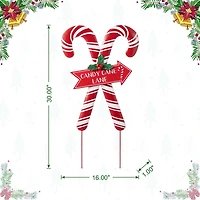 Glitzhome® 30" Metal Christmas Candy Cane Yard Stake