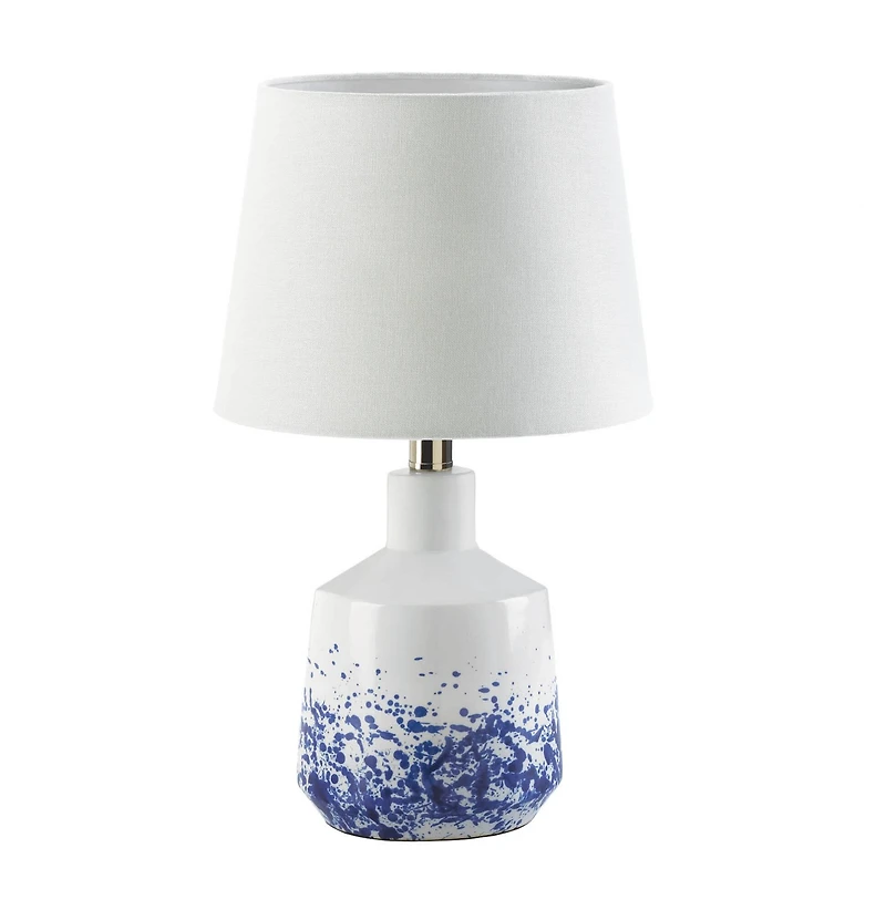 16" White & Blue Splash Table Lamp