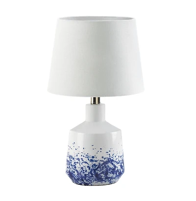 16" White & Blue Splash Table Lamp