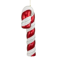 22" Shatterproof Candy Cane with Green Glitter Commercial Ornament