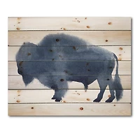 Designart - Navy Blue Bison Silhouette