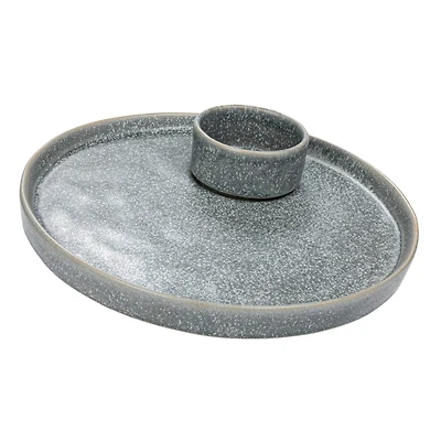 Hello Honey® Matte Gray Stoneware Serving Plate with Dish Set