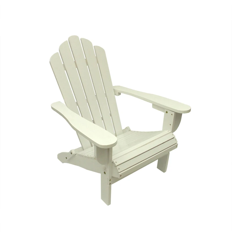37.5" White Wood Folding Outdoor Patio Adirondack Chair