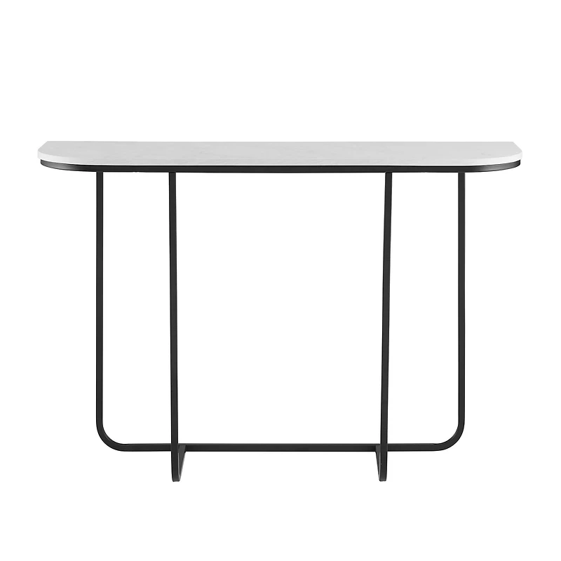 Walker Edison Faux White Marble/Black Modern Curved Entry Table