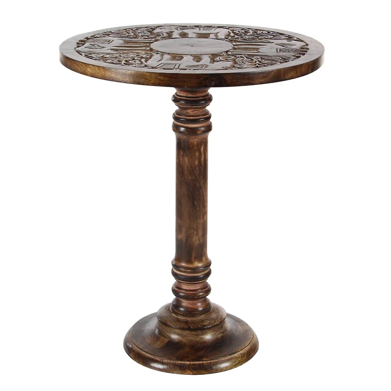 Brown Mango Wood Traditional Accent Table, 21" x 17" x 17"