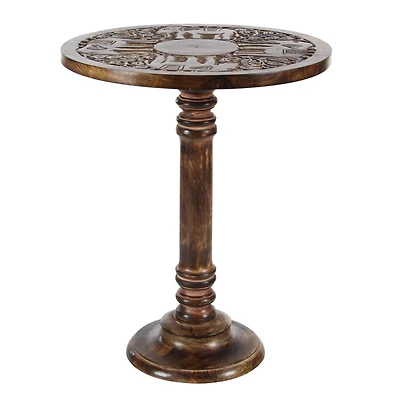 Brown Mango Wood Traditional Accent Table, 21" x 17" x 17"