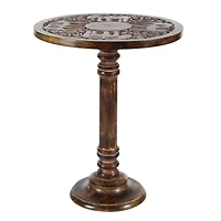 Brown Mango Wood Traditional Accent Table, 21" x 17" x 17"