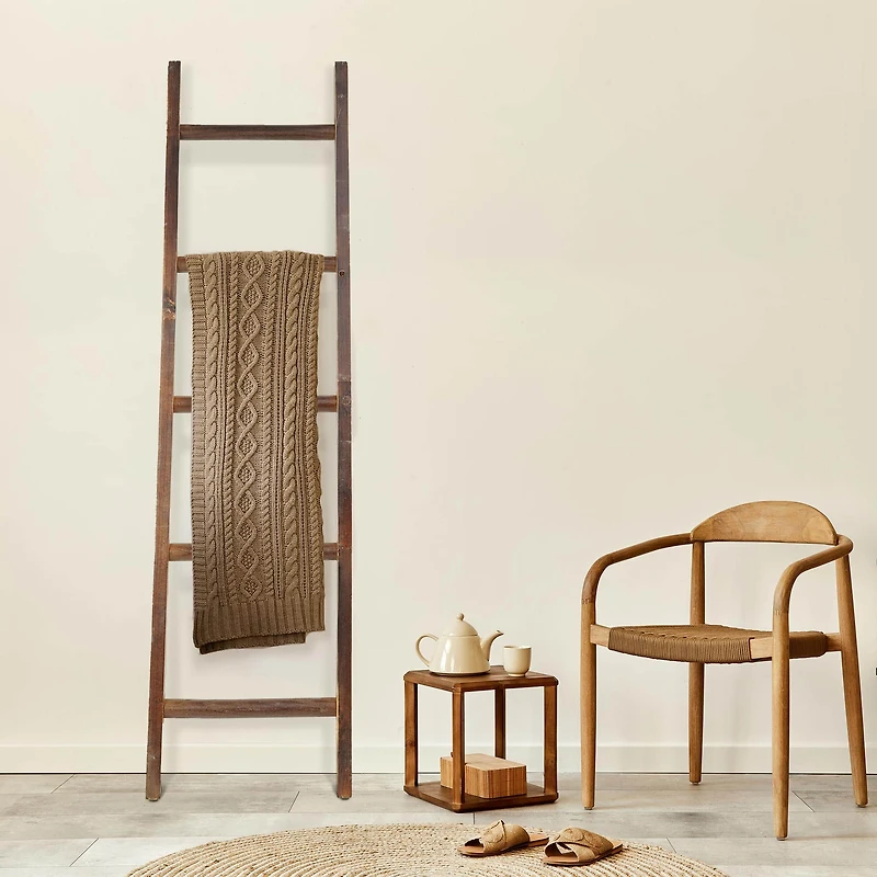 4ft. Wood Wall Mounted & Leaning Decorative Ladder