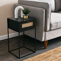 Hello Honey® 22" Black Cane & Mango Wood End Table