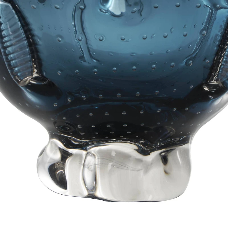 13" Dark Blue Ombre Glass Bowl